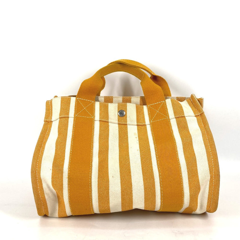Hermes Handbag canvas Orange With porch Cannes PM Stripe