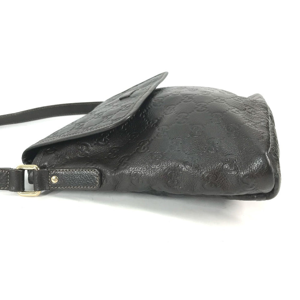 Gucci Shoulder Bag 223666 Sima leather Dark brown Guccisima GG mens