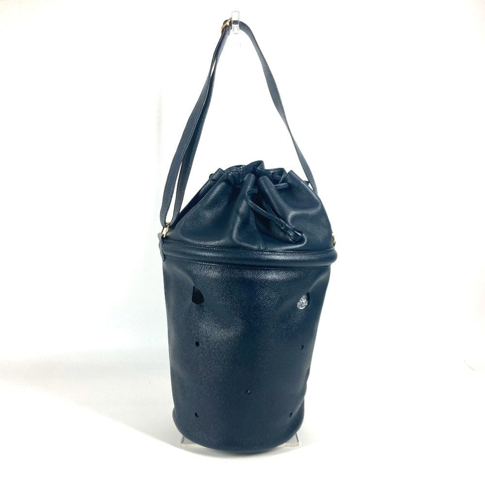 Hermes Shoulder Bag leather Navy Tassel fringe Manjoire