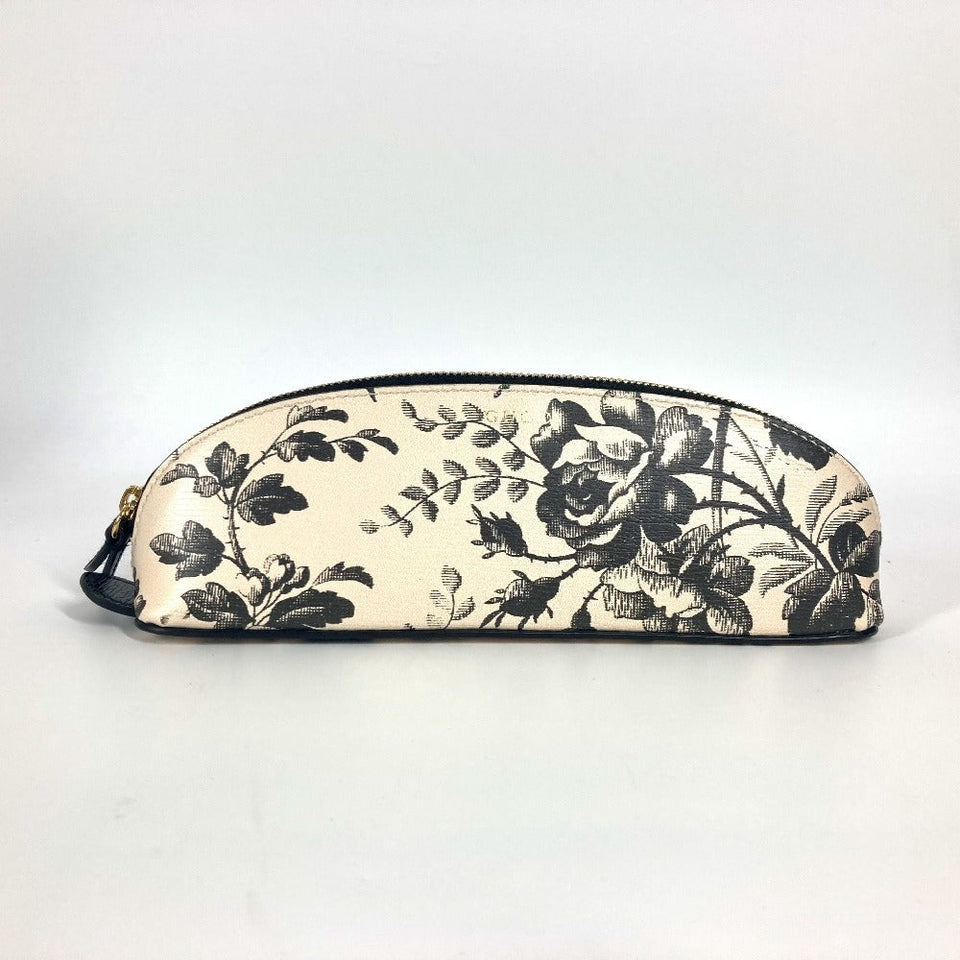 Gucci pencil case 662130 leather black Herbarium logo