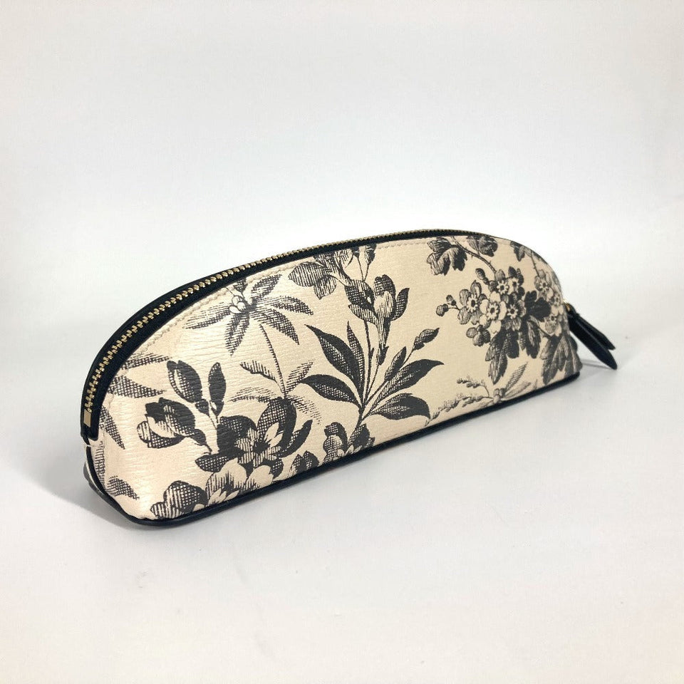 Gucci pencil case 662130 leather black Herbarium logo