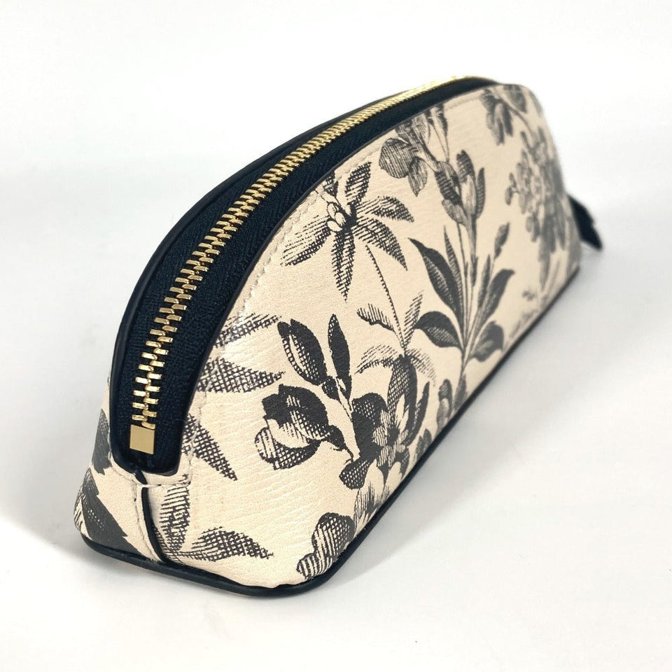 Gucci pencil case 662130 leather black Herbarium logo