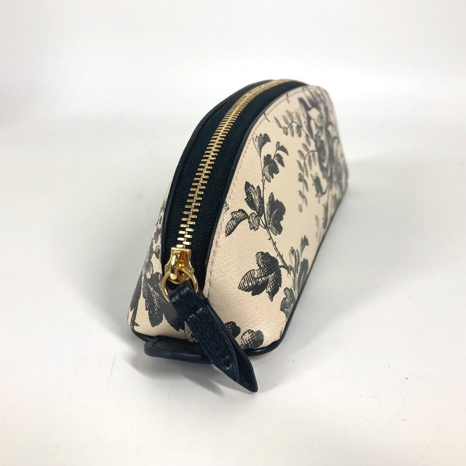 Gucci pencil case 662130 leather black Herbarium logo