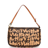 Louis Vuitton x Stephen Spro Peach Graffiti Pochette Bag Gold Hardware