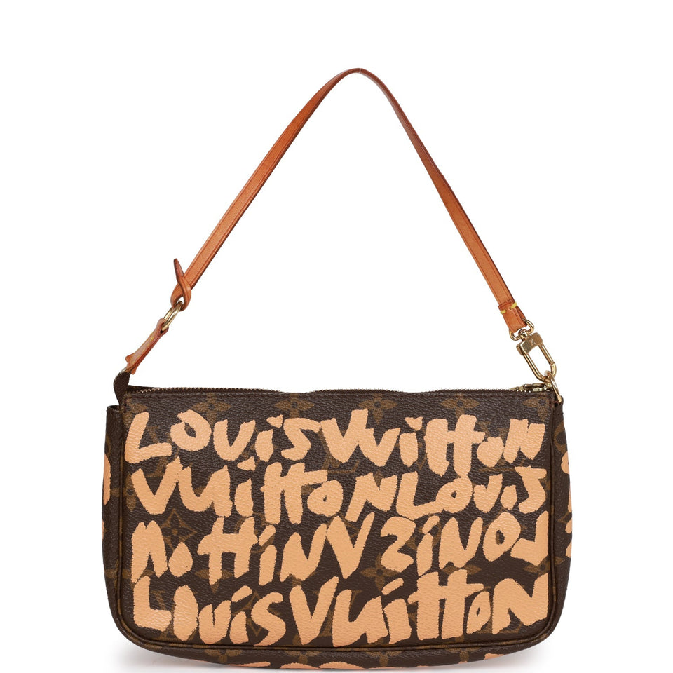 Louis Vuitton x Stephen Spro Peach Graffiti Pochette Bag Gold Hardware