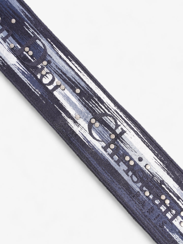 Christian Dior Saddle Bag Strap Navy / Black / White Canvas