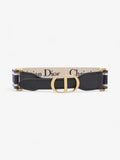 Christian Dior CD Belt Blue / Black / Gold Canvas Medium - 87.5cm