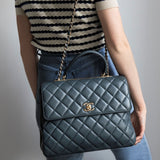 Chanel Blue Quilted Lambskin Large Trendy CC Top Handle GHW