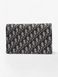 Christian Dior Saddle Pouch with Chain Blue Oblique Cotton Medium
