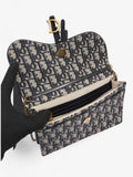 Christian Dior Saddle Pouch with Chain Blue Oblique Cotton Medium