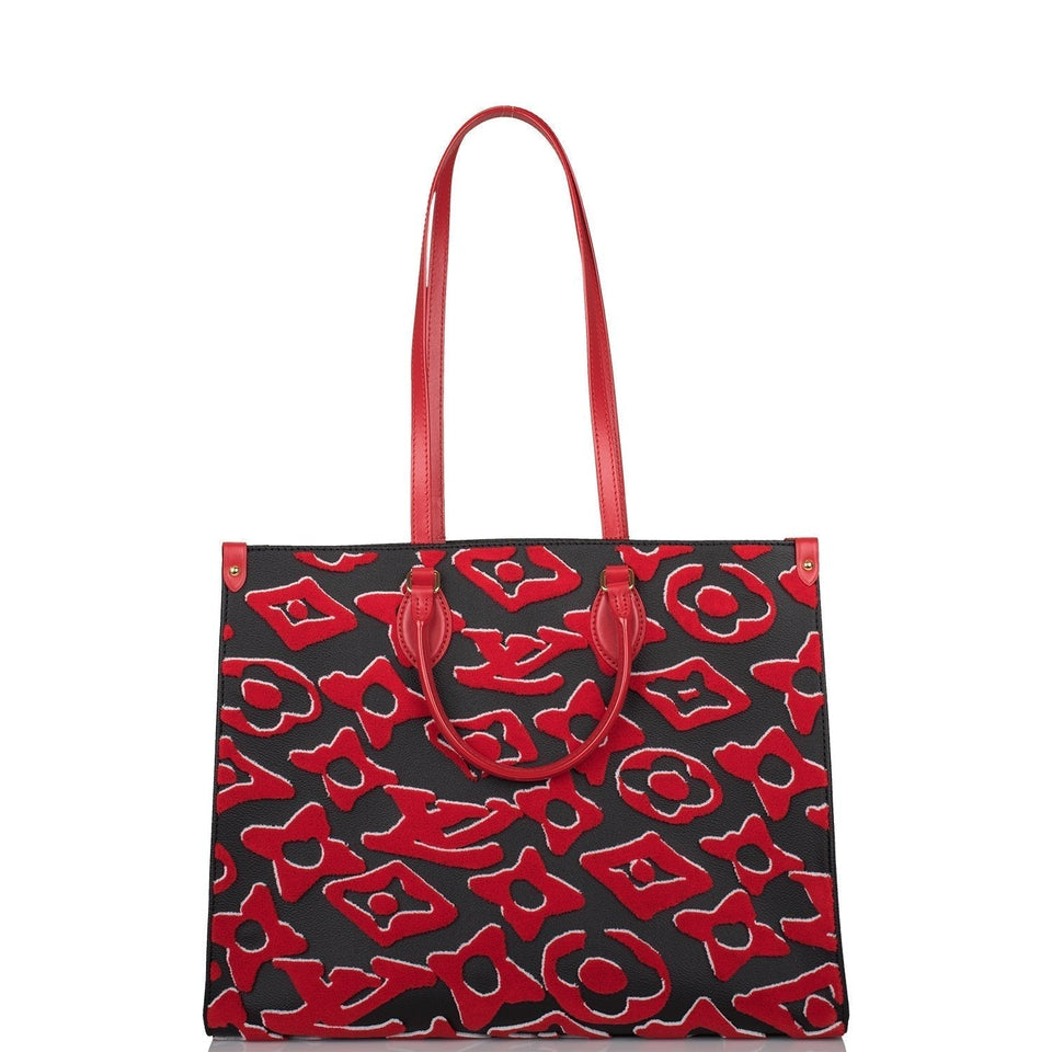 Louis Vuitton x UF Black and Red Tufted Monogram OnTheGo GM Tote