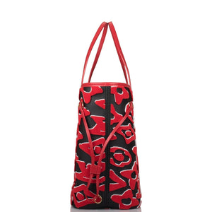 Louis Vuitton x UF Black and Red Tufted Monogram Neverfull MM Tote