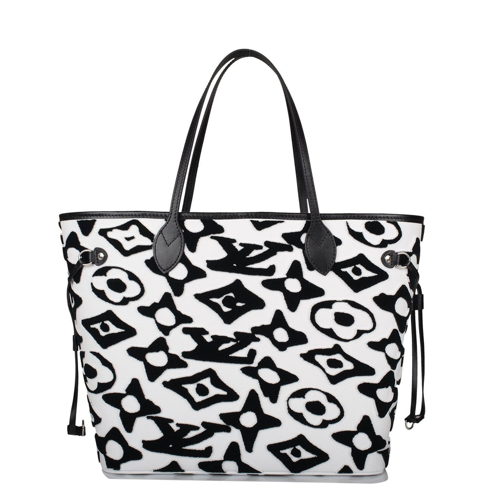 Louis Vuitton x UF Black and White Tufted Monogram Neverfull MM Tote