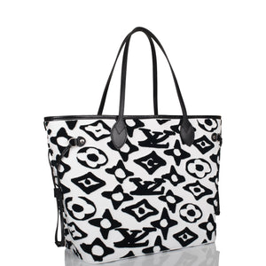 Louis Vuitton x UF Black and White Tufted Monogram Neverfull MM Tote