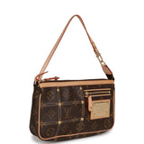 Louis Vuitton Brown Monogram Riveting Pochette Gold Hardware Clutch