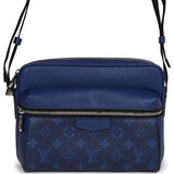 Louis Vuitton Outdoor Messenger Blue Taiga Monogram Silver Hardware Handbag