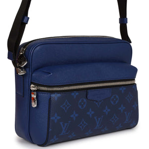 Louis Vuitton Outdoor Messenger Blue Taiga Monogram Silver Hardware Handbag