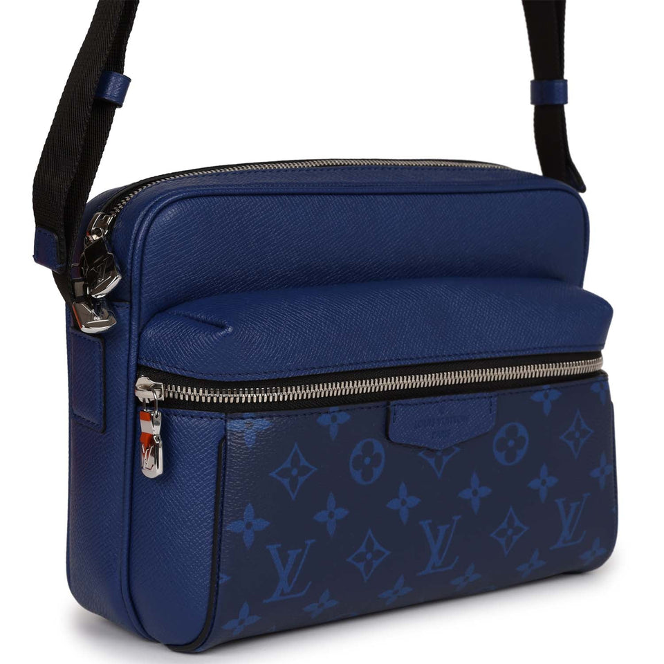 Louis Vuitton Outdoor Messenger Blue Taiga Monogram Silver Hardware Handbag