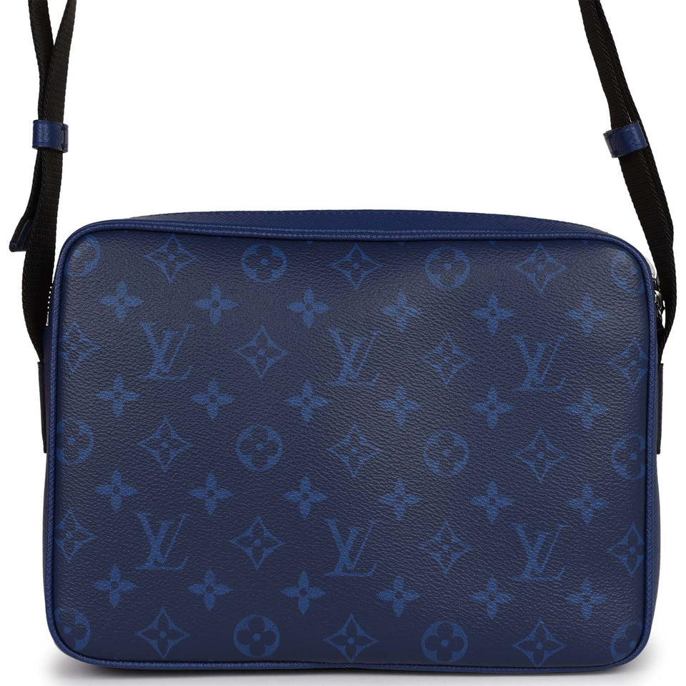 Louis Vuitton Outdoor Messenger Blue Taiga Monogram Silver Hardware Handbag