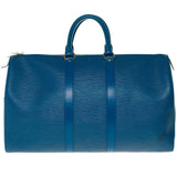 Louis Vuitton Keepall 45 Travel bag in blue epi leather