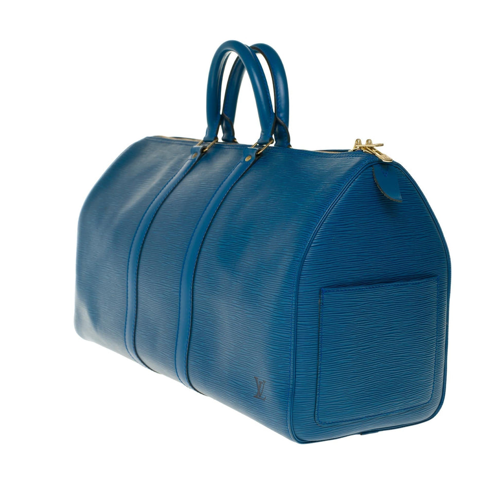 Louis Vuitton Keepall 45 Travel bag in blue epi leather