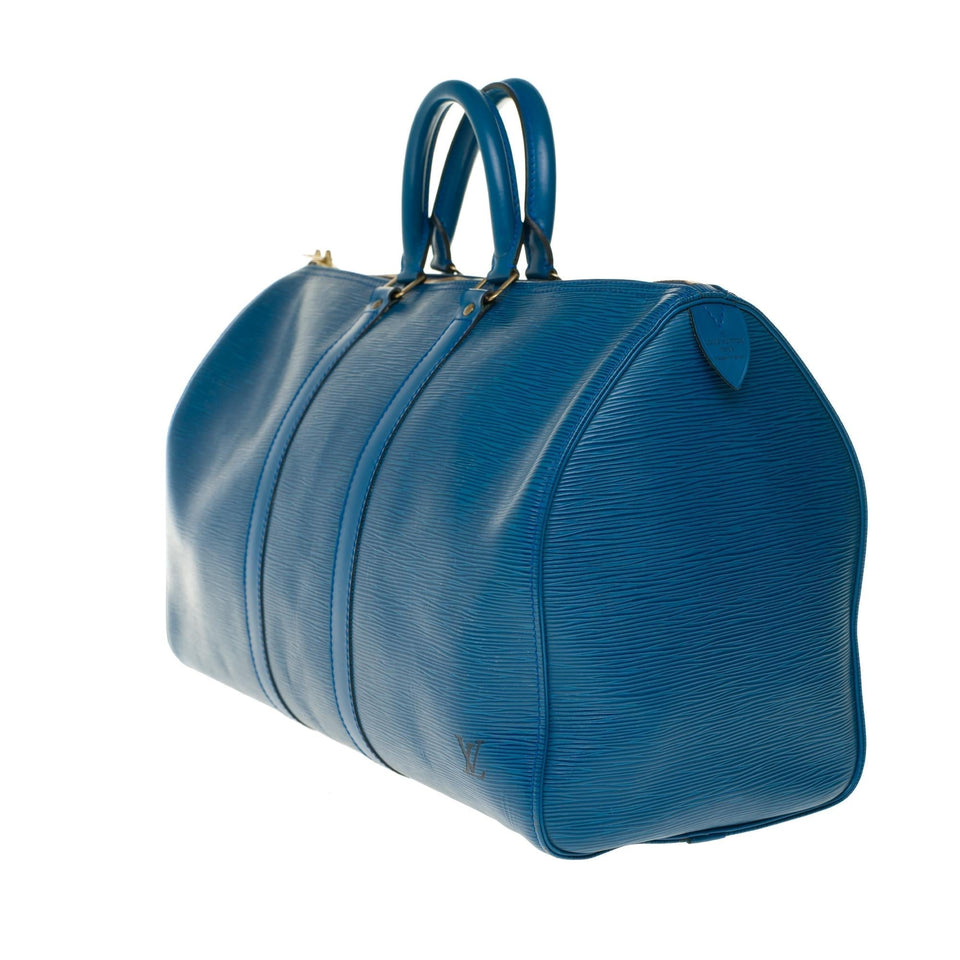 Louis Vuitton Keepall 45 Travel bag in blue epi leather