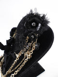 Louis Vuitton Vintage Fall 2005 Black and Purple Chain Crystal Flower Ribbon Necklace