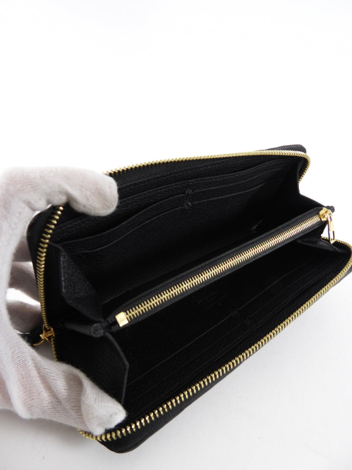 Louis Vuitton Black Monogram Empreinte Leather Clemence Zip Wallet