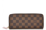 Louis Vuitton PORTEFEUILLE CLÉMENCE WALLET DAMIER EBENY ROSE BALLERINE