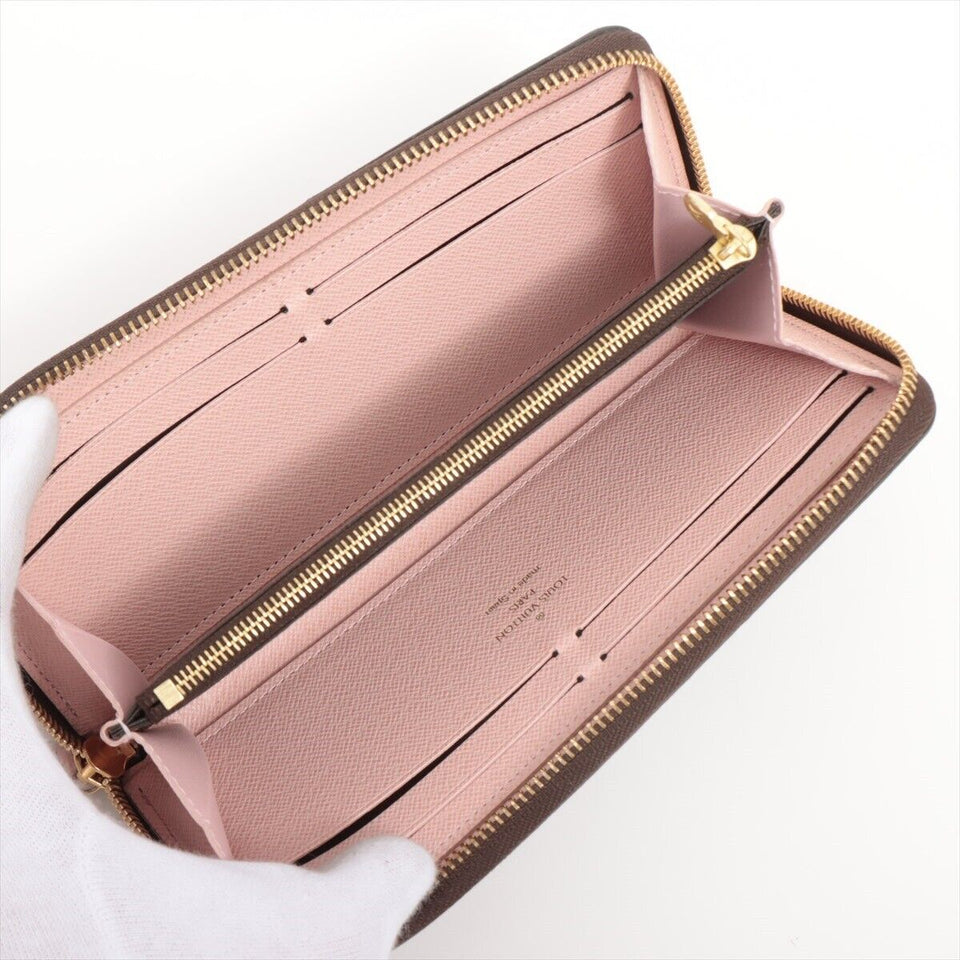 Louis Vuitton PORTEFEUILLE CLÉMENCE WALLET DAMIER EBENY ROSE BALLERINE