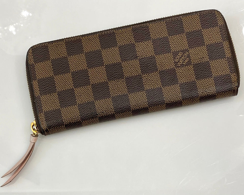 Louis Vuitton PORTEFEUILLE CLÉMENCE WALLET DAMIER EBENY ROSE BALLERINE