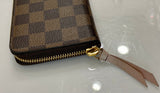 Louis Vuitton PORTEFEUILLE CLÉMENCE WALLET DAMIER EBENY ROSE BALLERINE