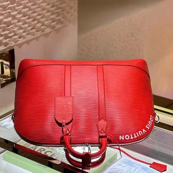 Louis Vuitton LV Unisex Alma Travel GM Vermillon Red Epi XL Grained Leather Handle Clip Handbag