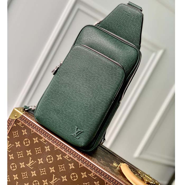 Louis Vuitton LV Unisex Avenue Sling Bag Dark Green Epicea Taiga Cowhide Leather