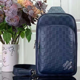Louis Vuitton LV Unisex Avenue Slingbag Blue Sapphire Damier Infini Cowhide Leather Graphite Coated Canvas