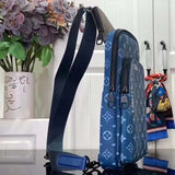 Louis Vuitton LV Unisex Avenue Slingbag NM Atlantic Blue Monogram Coated Canvas