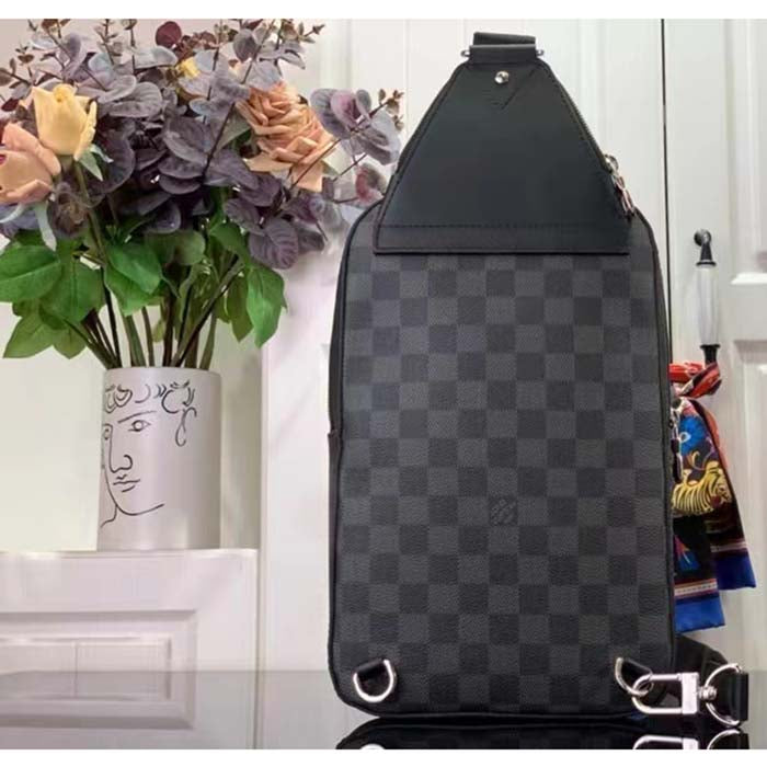 Louis Vuitton LV Unisex Avenue Slingbag NM Damier Graphite Coated Canvas Cowhide Leather