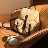 Louis Vuitton LV Unisex Backpack Cream Brown Shearling Monogram-Canvas Textile Lining