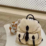 Louis Vuitton LV Unisex Backpack Cream Brown Shearling Monogram-Canvas Textile Lining
