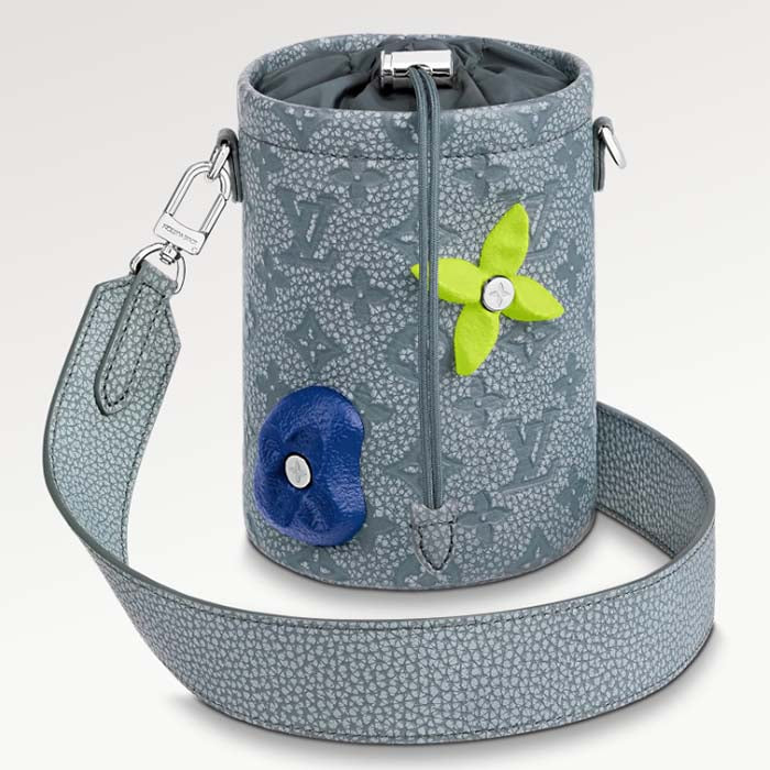 Louis Vuitton LV Unisex Chalk Pouch Granite Taurillon Monogram Embossed Cowhide Leather Clutch