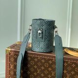 Louis Vuitton LV Unisex Chalk Pouch Granite Taurillon Monogram Embossed Cowhide Leather Clutch