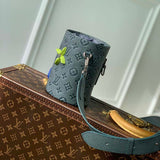 Louis Vuitton LV Unisex Chalk Pouch Granite Taurillon Monogram Embossed Cowhide Leather Clutch