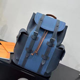 Louis Vuitton LV Unisex Christopher MM Backpack Blue Navy Taurillon Leather