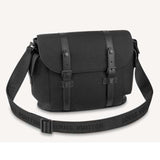 Louis Vuitton LV Unisex Christopher Messenger Black Taurillon Cowhide Leather Handbag