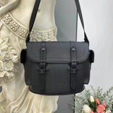 Louis Vuitton LV Unisex Christopher Messenger Black Taurillon Cowhide Leather Handbag