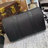 Louis Vuitton LV Unisex City Keepall Bag Black Aerogram Grained Calf Cowhide