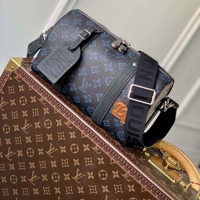 Louis Vuitton LV Unisex City Keepall Bag Blue Monogram Coated Canvas