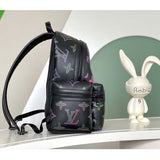 Louis Vuitton LV Unisex Comet Backpack Black Borealis Calf Leather Cowhide Double Zip