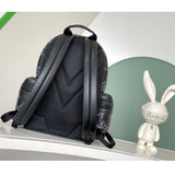 Louis Vuitton LV Unisex Comet Backpack Black Borealis Calf Leather Cowhide Double Zip
