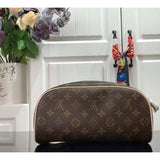 Louis Vuitton LV Unisex Dopp Kit Toilet Pouch Brown Monogram Coated Canvas Clutch